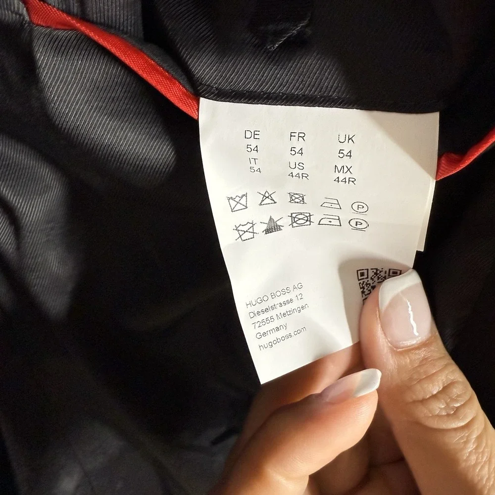 NWT‎ Hugo Boss Mens Modern Fit Super Flex Windowpane Suit Jacket Black 44R